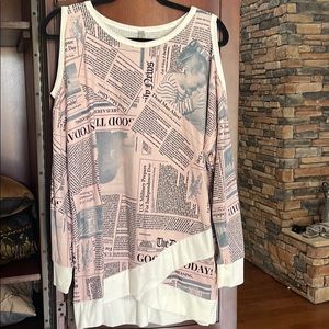 NWT Boutique shirt with cold shoulders